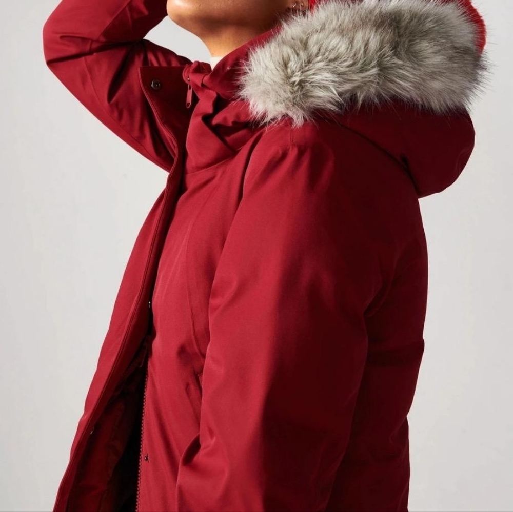NWT ATHLETA Red Outbound Down Parka Waterproof Jacket Women Size Medium Raincoat - Picture 5 of 14